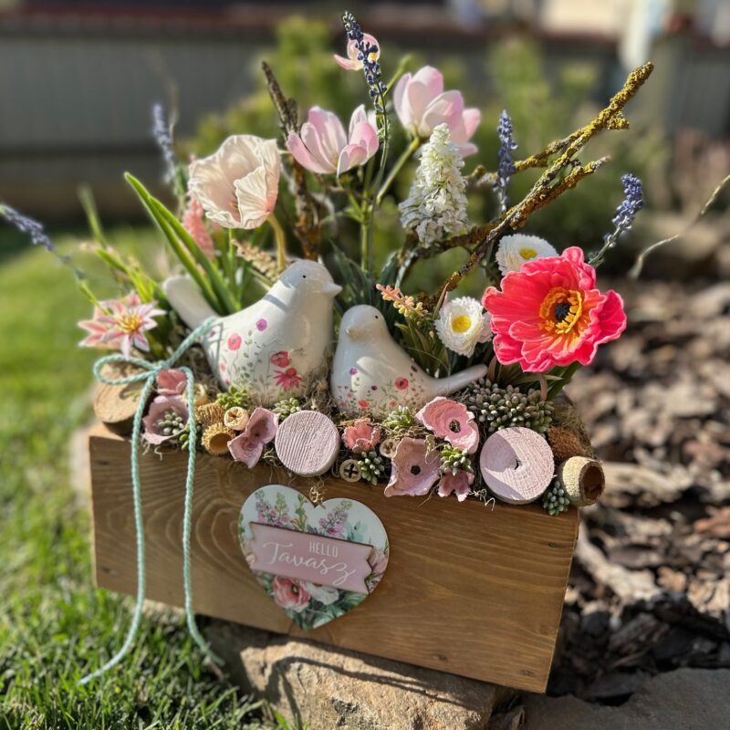 „Hello Tavasz” Madárpáros Tavaszi Asztaldísz